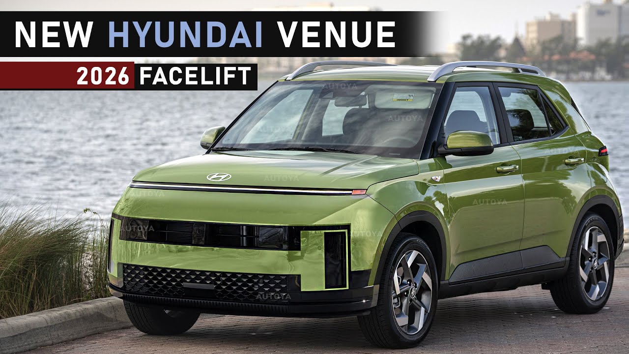 2026 Hyundai Venue Front Look New LED Lights New Hyundai Venue 2025 Front Grille and Light Bar 2026 Hyundai Venue Interior Dual Curved Display Hyundai Venue ADAS Features 2026 Model New Hyundai Venue Rear LED Tail Lamps 2026